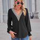 V-Neck Eyelet Flounce Sleeve Blouse