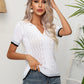 Johnny Collar Openwork Short Sleeve Knit Top