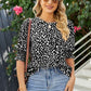 Polka Dot Round Neck Lantern Sleeve Blouse