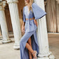 Cutout Slit Round Neck Half Sleeve Dress
