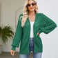 Openwork Open Front Lantern Sleeve Cardigan