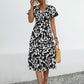 Printed V-Neck Short Sleeve Dress