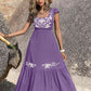 Embroidered Square Neck Ruffle Hem Dress