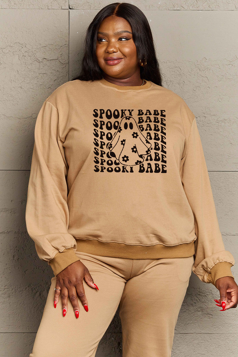 Simply Love Full Size SPOOKY BABE Graphic HALLOWEEN Sweatshirt