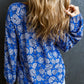 Floral Notched Neck Balloon Sleeve Blouse