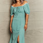 IconicDream Swiss Dot Slit Off-Shoulder Dress