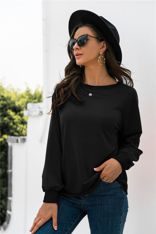 NotSoBasic Relaxed Fit Raglan Sleeve Round Neck Sweatshirt