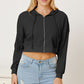 Joelynn Waffle-Knit Drawstring Zip Up Hoodie