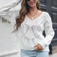 TrendiStyles Openwork V-Neck Dropped Shoulder Sweater 🦋