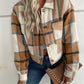Plaid Button Up Drop Shoulder Cropped Jacket