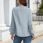 Smocked Mock Neck Swiss Dot Top