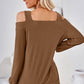 Cutout Square Neck Cold Shoulder T-Shirt