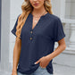 Eyelet Notched Short Sleeve T-Shirt