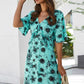 Backless Ruffled Printed V-Neck Dress