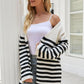 SavannahTree Striped Open Front Longline Cardigan