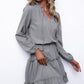 Frill Tie Neck Balloon Sleeve Dress