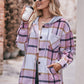 Full Size Plaid Dropped Shoulder Hooded Jacket