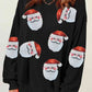Christmas Themed Sequin Santa Patch Round Neck Sweatshirt