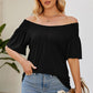 Smocked Round Neck Flutter Sleeve T-Shirt