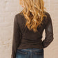 Full Size Ruched Johnny Collar Long Sleeve Top