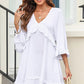 V-Neck Ruffled Mini Dress