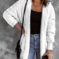 Open Front Hooded Faux Fur Outwear Jacket with Pockets