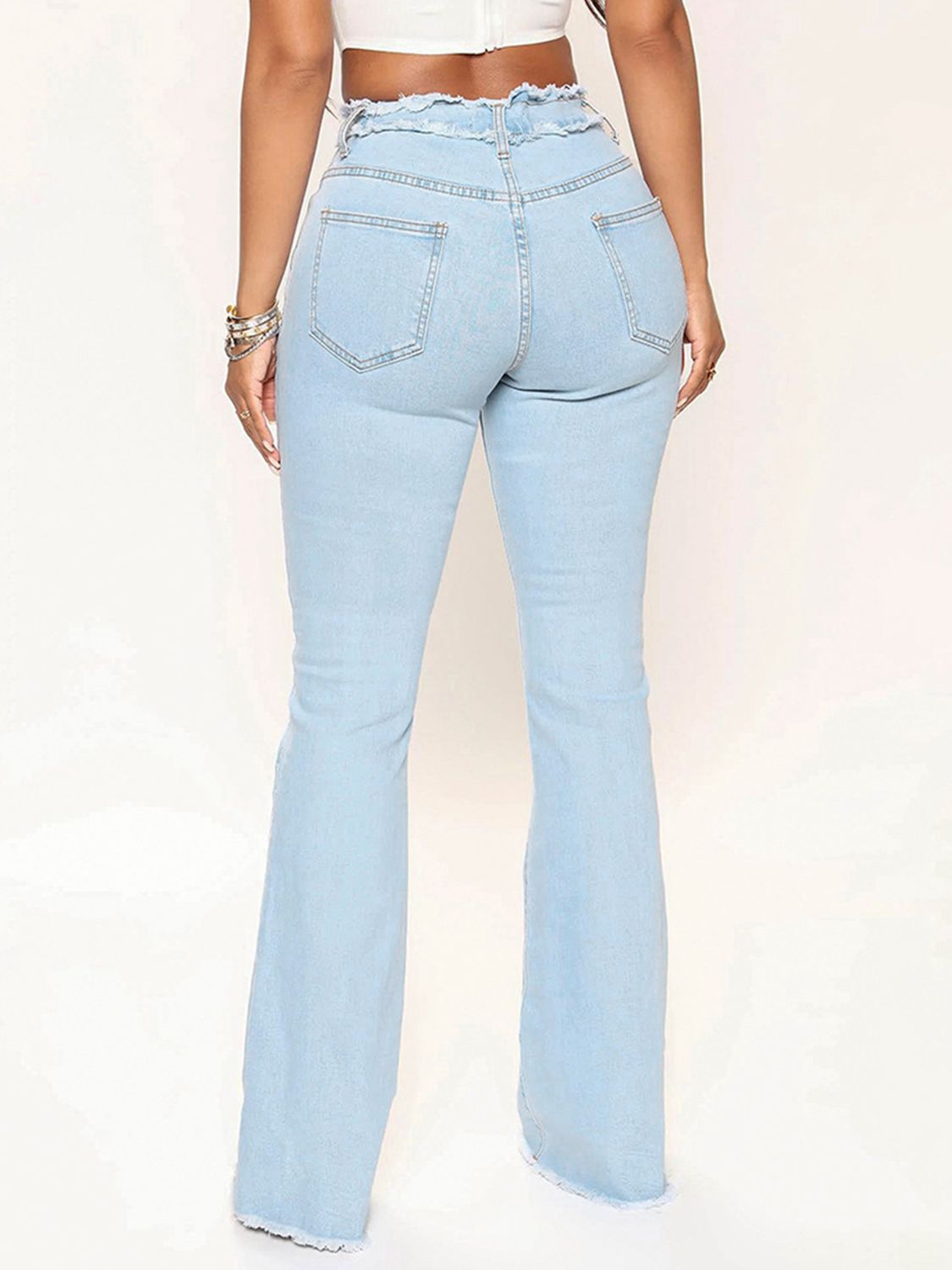 HeyGorgeous Striped Raw Hem Jeans