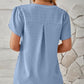 Swiss Dot Notched Petal Sleeve T-Shirt