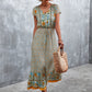 Full Size V-Neck Short Sleeve Printed Maxi Dress