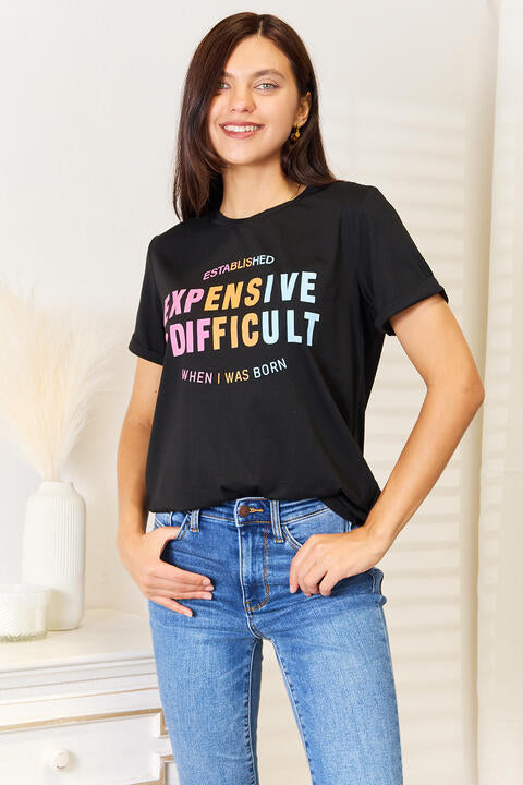 Simply Love Slogan Graphic Cuffed Sleeve T-Shirt *