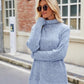 Laken Jay Ribbed Turtleneck Long Sleeve Slit Knit Top