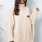 Turtle Neck Long Sleeve Ribbed Sweater