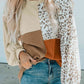 Full Size Color Block Leopard Round Neck Sweatshirt