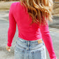 Malibu Dreams High Neck Long Sleeve Ribbed Top