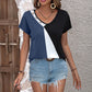 Women's Bryony Color Block Decorative Button V-Neck Tee