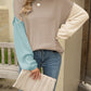 Color Block Round Neck Dropped Shoulder Sweater