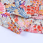 Full Size Floral Short Flounce Sleeve Blouse