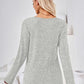 Hannah Mea Ribbed Buttoned Round Neck Slit T-Shirt