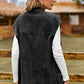 Button Up Collared Neck Sleeveless Denim Jacket Vest
