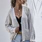Women's Button-Down Drop Shoulder Rib-Knit Cardigan