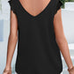 BAYSIDE ME Lace Detail Eyelash Trim V-Neck Tank