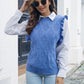 Round Neck Ruffled Sweater Vest