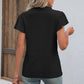 Full Size Eyelet Notched Neck Flutter Sleeve Top