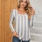 Printed Square Neck Long Sleeve Blouse