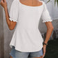 Ruched V-Neck Flounce Sleeve Blouse