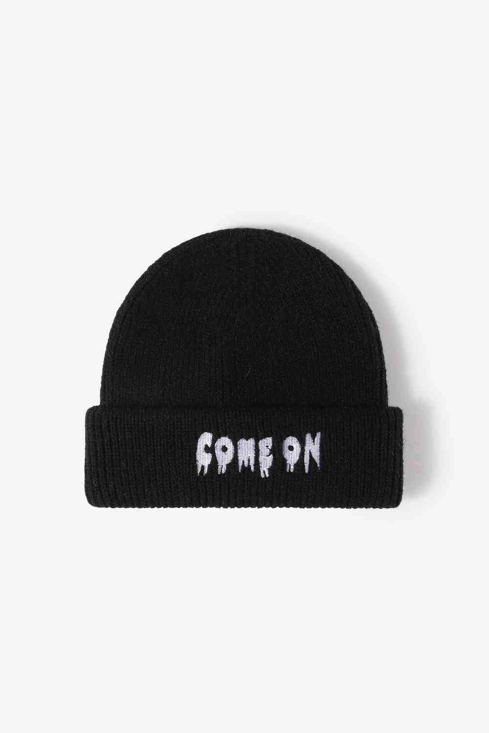 BeanieHatz COME ON Embroidered Cuff Knit Beanie