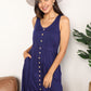 Double Take Navy Blue Full Size Button Front Empire Waist Sleeveless Slit Magic Dress