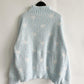 Heart Heathered Turtleneck Drop Shoulder Sweater
