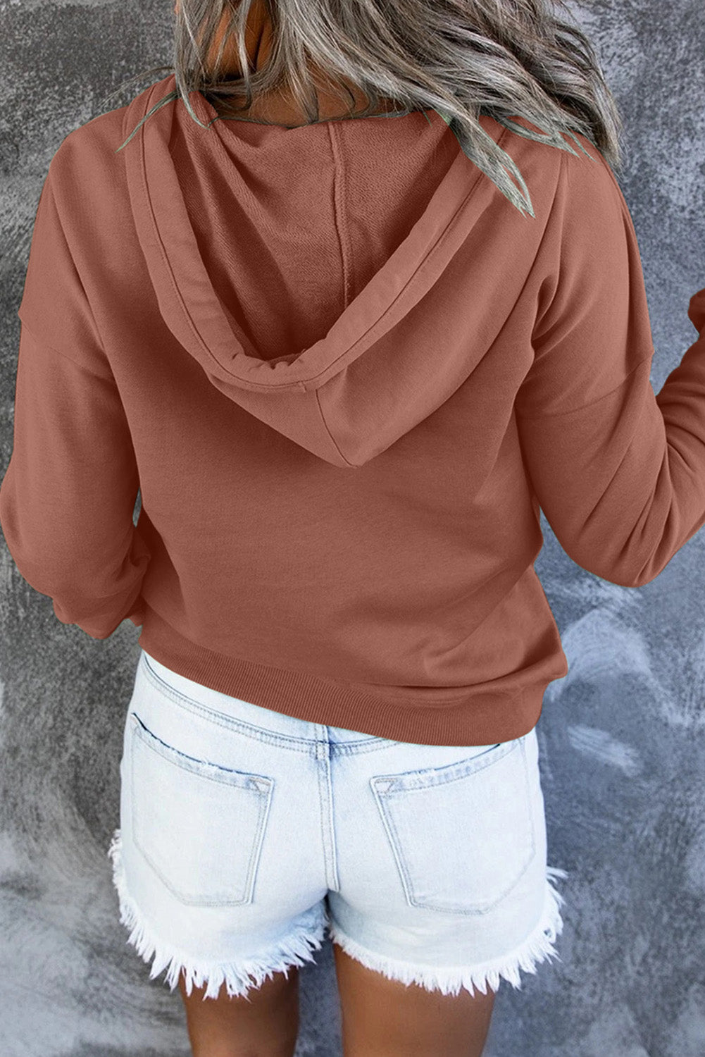 Full Size Dropped Shoulder Long Sleeve Hoodie with Pocket