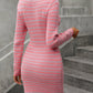 Avery Aria Striped Round Neck Sweater Dress